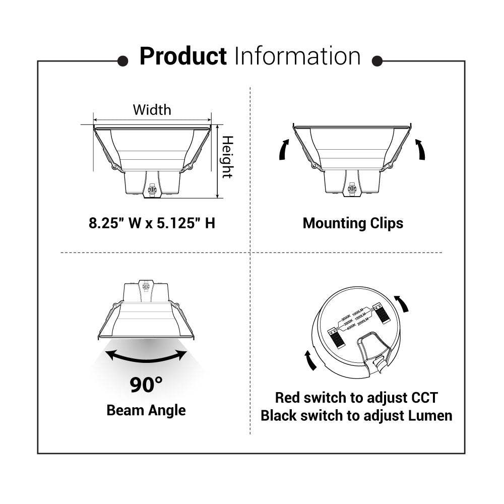 6" 3CCT Selectable LED Commercial Downlight Dim ES