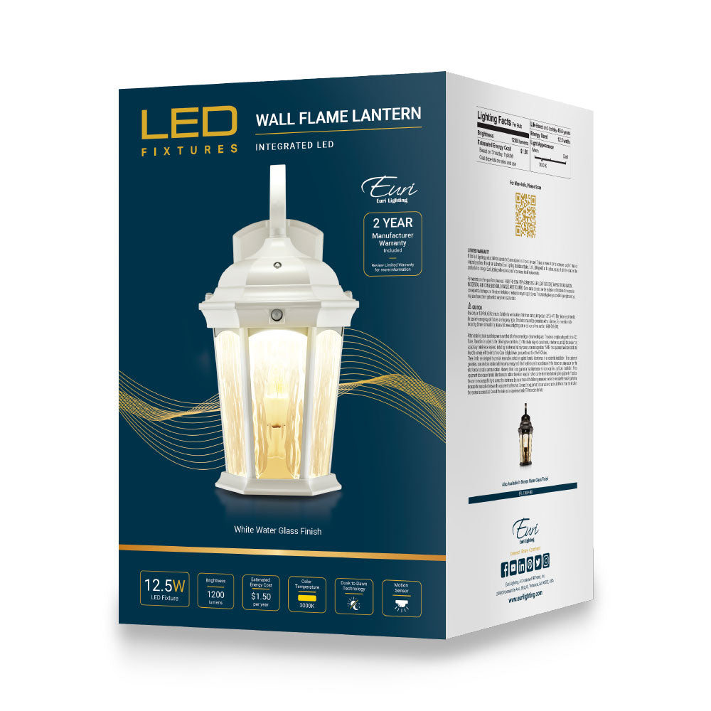 LED Water Glass Flame Bulb Fixture w/ Photocell & Motion Sensor